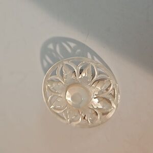 1 3/8"Dia. MOTHER OF PEARL Hand Carved & Hand Engraved Brooch
